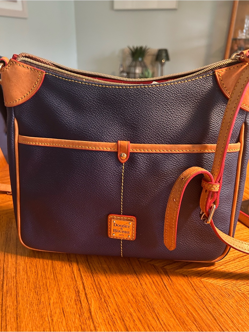 New Dooney & Bourke Navy with Tan Trim Crossbody Bag